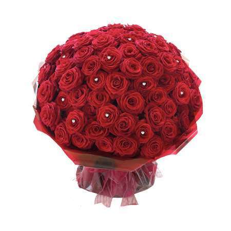 72 Red Roses & Diamonds Bouquet – 595 Aed