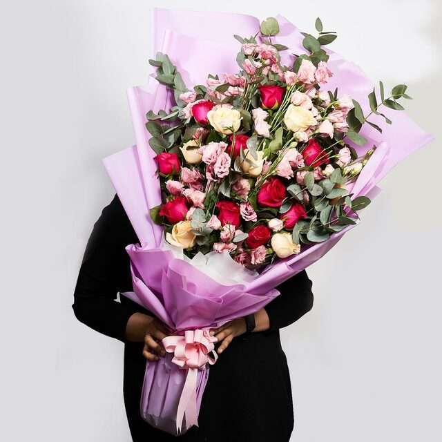 Mix Roses Flower Bouquet Valentine Flowers Dubai