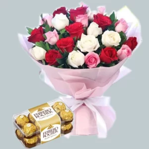 Mix_Roses_Bouquet_Ferrero_Rocher_Chocolates