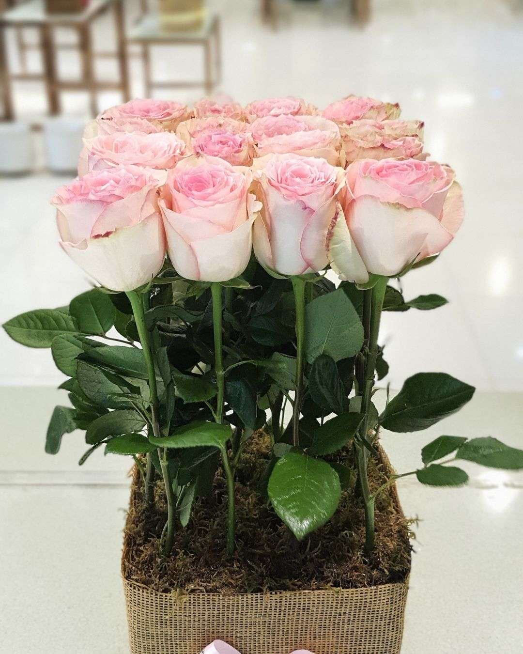 Roses In A Basket Flower Bouquet Delivery Dubai