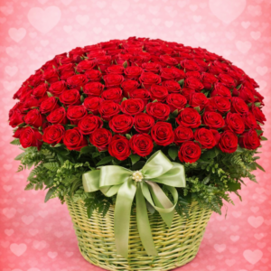 Heart of Love 100 Red Rose Basket