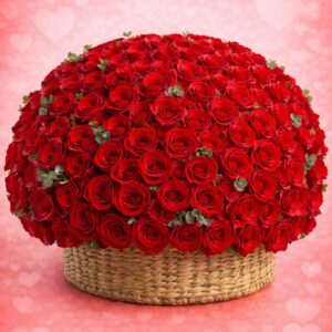 Hundred Kisses Red Rose Basket